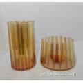 Clear Amber Luster Colored Glass Hurricane Candle Holder